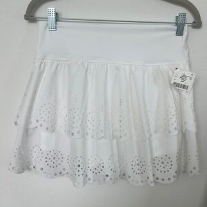 Aerie White Tiered Skater Mini Skirt